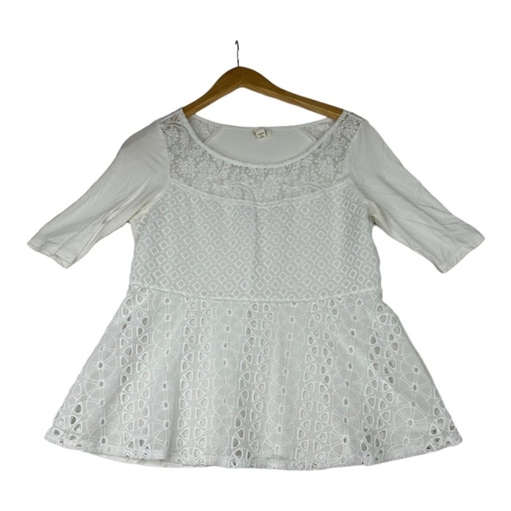 Anthro Tiny Cutout Eyelet Blouse sz‎ Small White